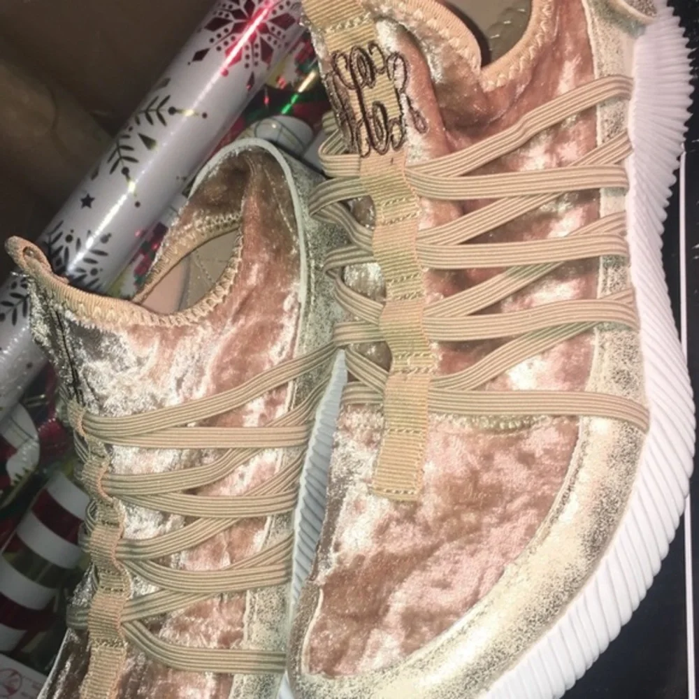 Monogram Velvet Fashionable Sneakers NWB - Picture 3 of 6